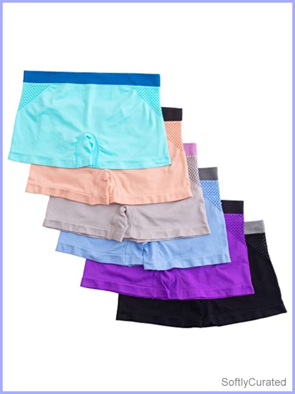 Seamless No Show Boyshort Panties 6 Pack Nylon Spandex Breathable